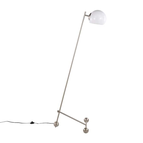 67 in. Brushed Nickel 1-Light Smart 1-Way (On/Off) Standard Floor Lamp for Living Room with Plastic Dome Shade