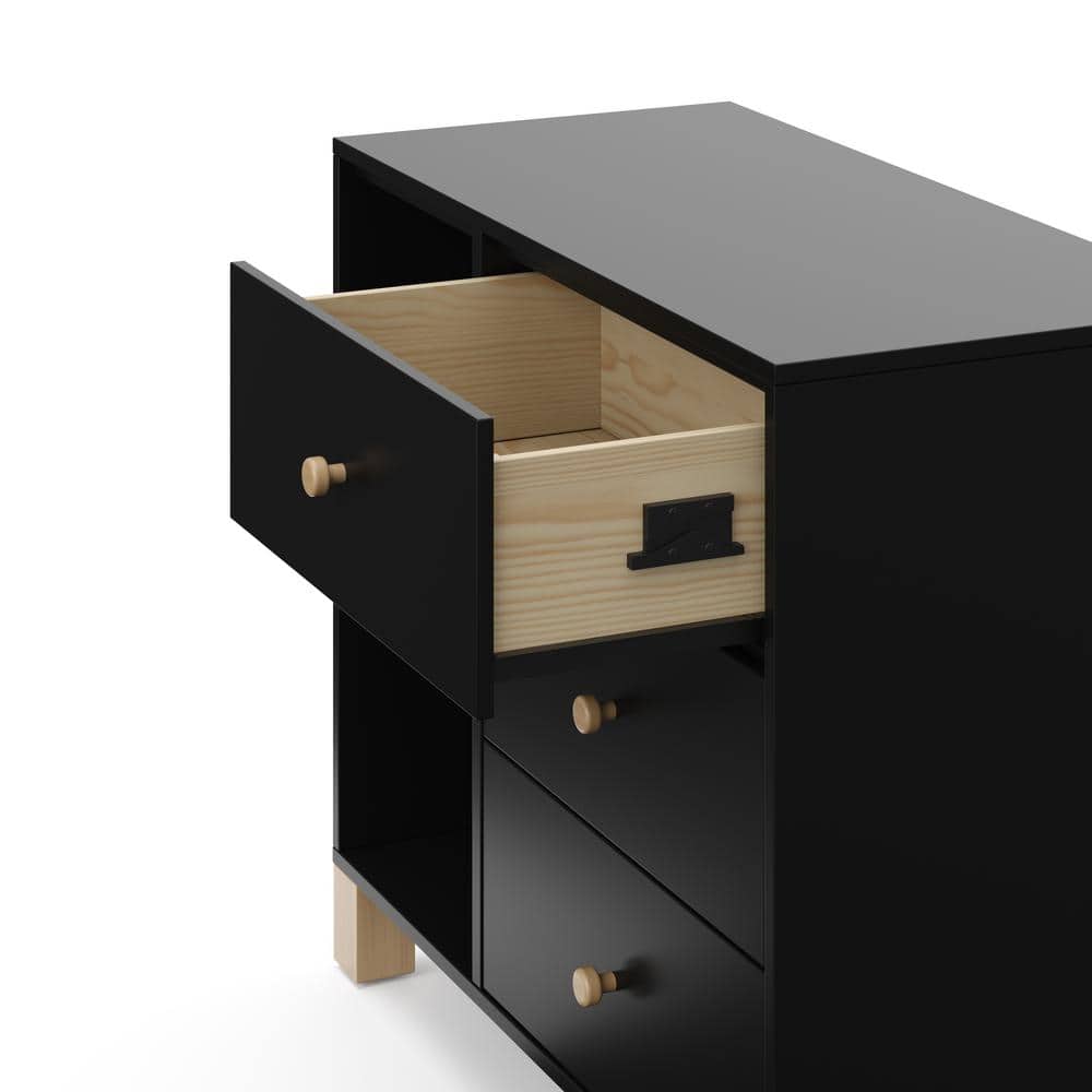 Black and Driftwood 3-Drawer Combo Nursery Dresser