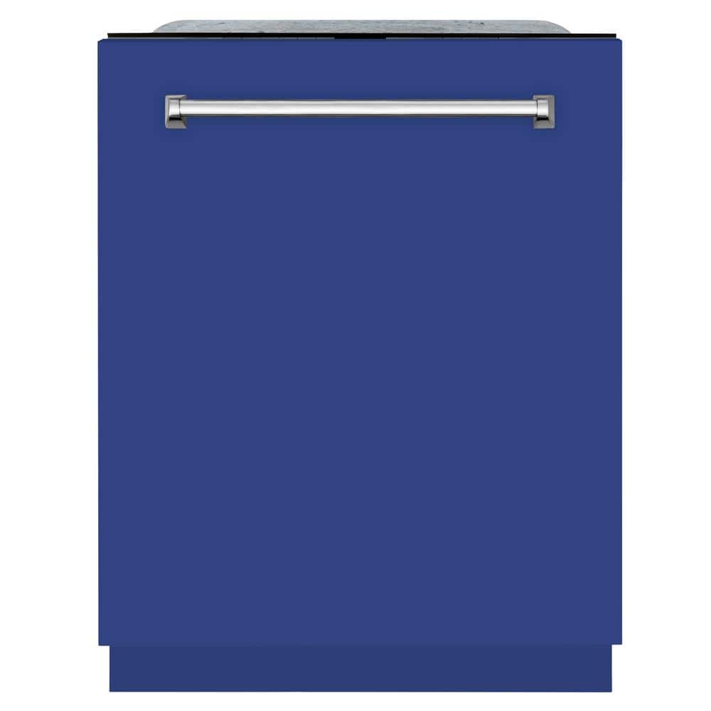 ZLINE Kitchen and Bath Monument Series 24 in. Top Control 6-Cycle Tall Tub Dishwasher with 3rd Rack in Blue Matte