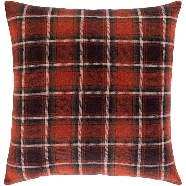 Artistic Weavers Bennett Dark Red Plaid Polyester Fill 20 in. x 20 in. Decorative Pillow