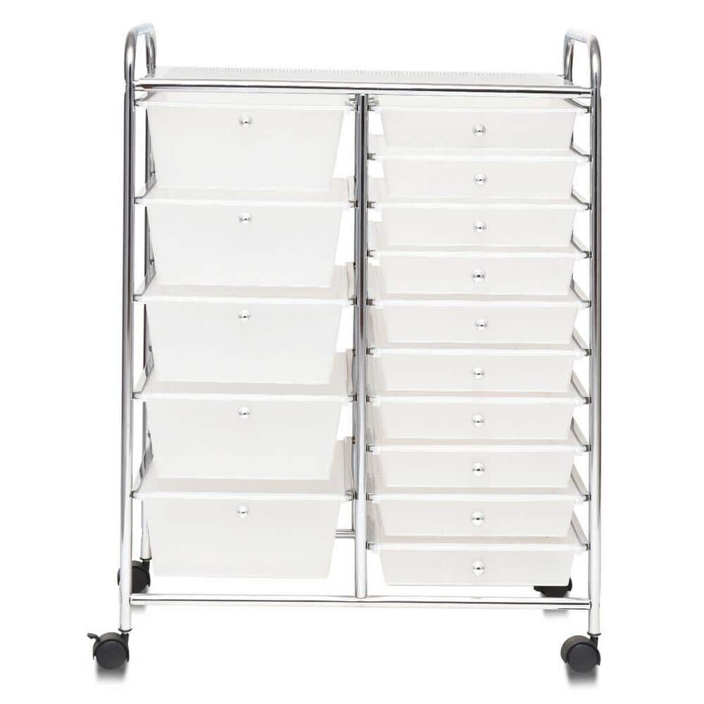 The Container Store 13 x 15 3/4 x 38 3/8 H 10-Drawer Clear Rolling Cart - Each