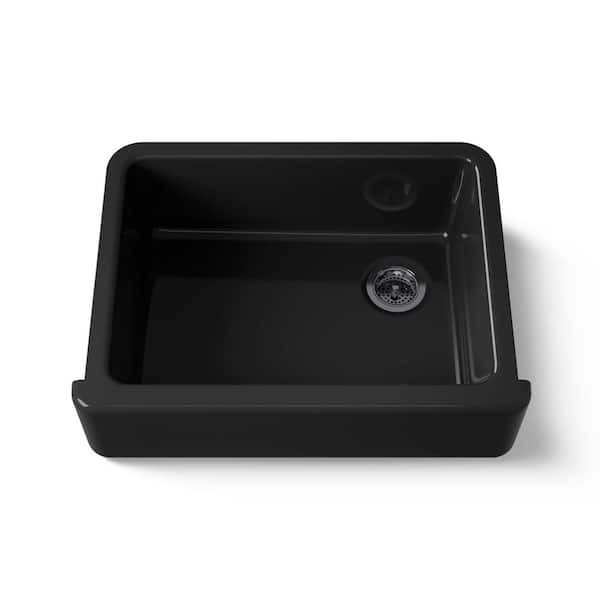KOHLER Whitehaven Farmhouse Apron-Front Cast Iron 30 in. Single Basin Kitchen Sink in Black