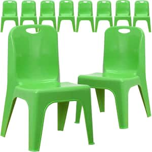 Green Plastic Stack Chairs (Set of 10)