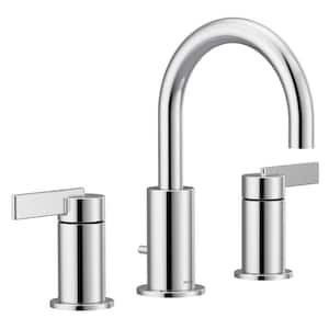 Cia 8 in. Widespread Double-Handle High-Arc Bathroom Faucet with Drain Kit Included in Polished Chrome
