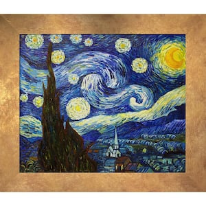 Starry Night by Vincent Van Gogh Florentine Gold Framed Abstract Oil Painting Art Print 26 in. x 30 in.