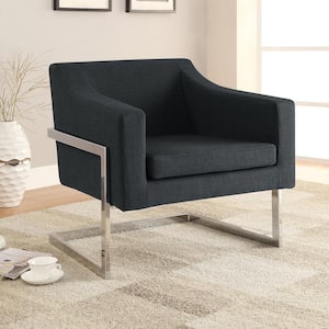 Chris Chrome and Gray Upholstered Accent Chair