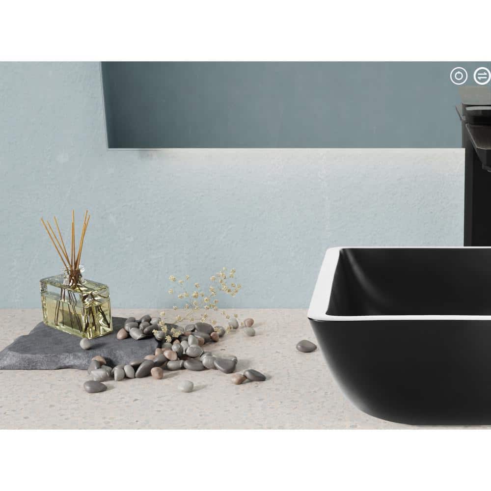 Matte Black Square Glass Vessel Bathroom Sink