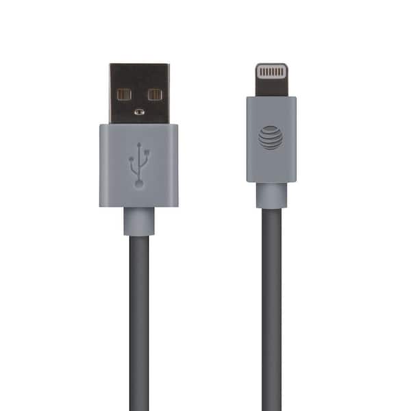 AT&T 4 ft. PVC Charge and Sync Lightning Cable in Gray
