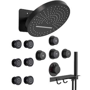 Module Switch 15-Spray 12.6 in. Dual Wall Mount Fixed and Handheld Shower Head 2.5 GPM in Matte Black (Valve Include)