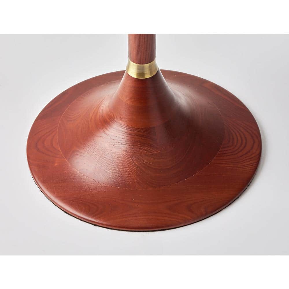 Rebecca 60" Walnut Rubberwood Floor Lamp with Antique Brass Accent