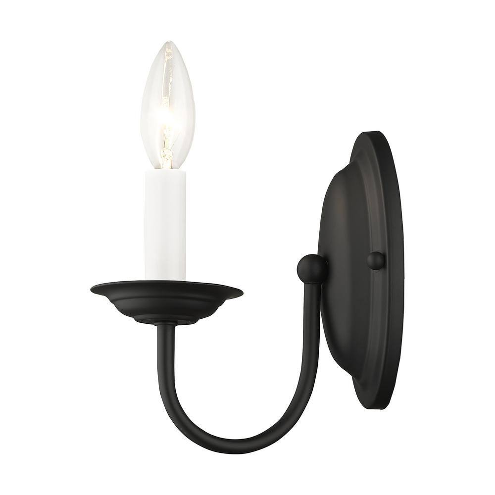 Sleek Black Dimmable Vanity Wall Sconce, Direct Wired, 7" Height