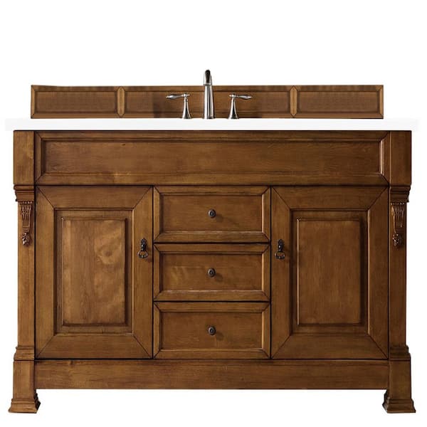 James Martin Vanities Brookfield 60.0 in. W x 23.5 in. D x 34.3 in. H Bathroom Vanity in Country Oak with White Zeus Quartz Top