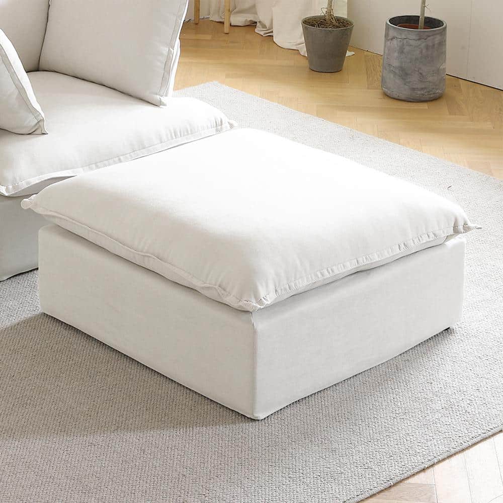 40.16 in. White Linen Square Storage Ottoman price history on PriceWatchPro