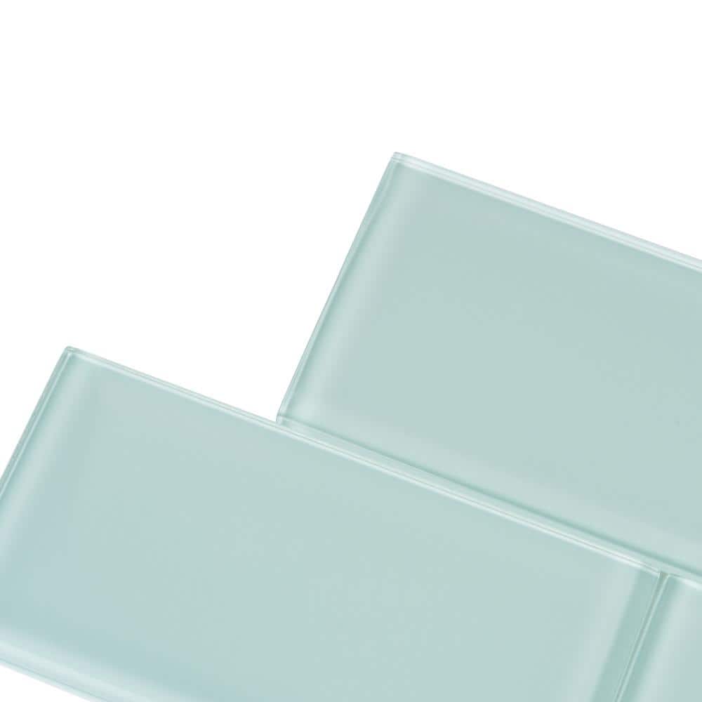 Cadet Blue 3x6 Glossy Glass Subway Tile for Walls