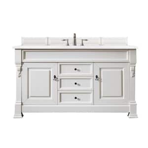 Brookfield 60 in. W x 23.5 in. D x 34.3 in. H Single Bathroom Vanity in Bright White with Arctic Falls Top