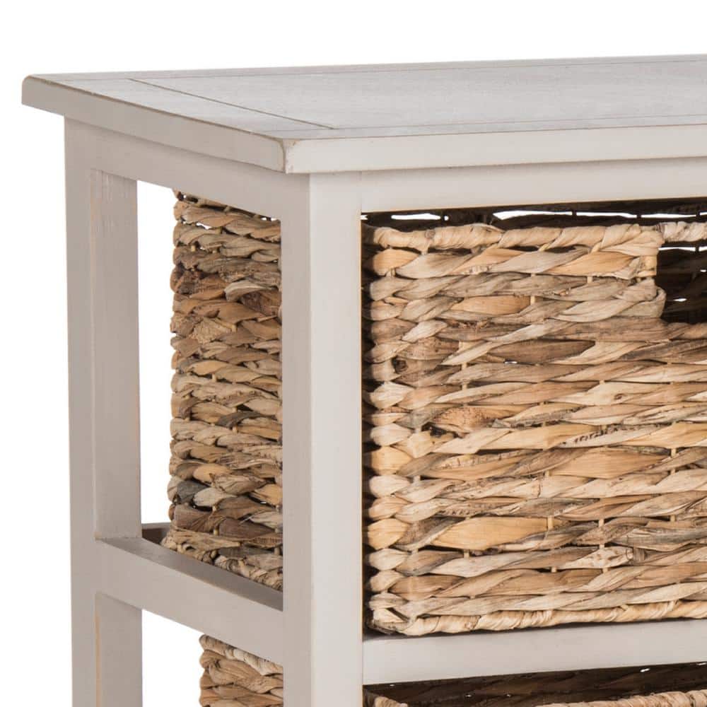 Vintage Grey Pine Wood 6-Basket Storage Chest