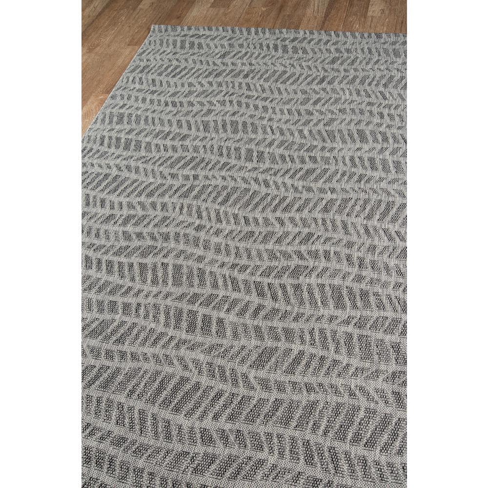 Geometric Charcoal Gray Easy-Care Polypropylene Area Rug