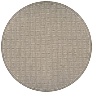 Recife Saddle Stitch Champagne-Taupe 8 ft. x 8 ft. Round Indoor/Outdoor Area Rug