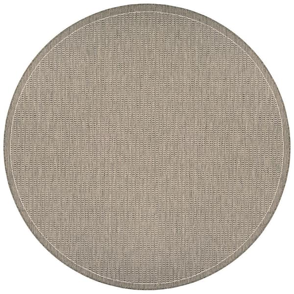 Couristan Recife Saddle Stitch Champagne-Taupe 8 ft. x 8 ft. Round Indoor/Outdoor Area Rug