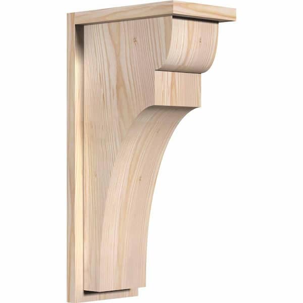 Ekena Millwork 7-1/2 in. x 12 in. x 24 in. Douglas Fir Yorktown Smooth Corbel with Backplate