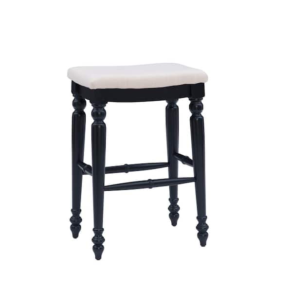 Linon Home Decor Marino Black Backless Barstool with Plush Curved Seat