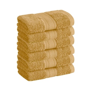 100% Cotton Low Twist Wash Cloths (13 in. L x 13 in. W), 550 GSM, Highly Absorbent (6-Pack, Ocher)