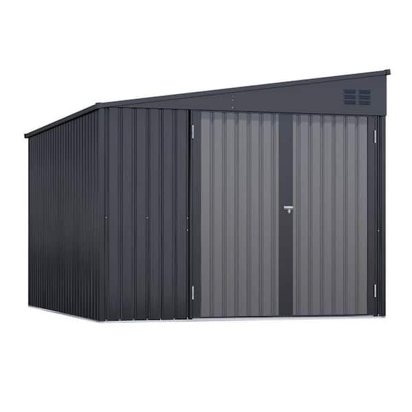 8 ft. W x 10 ft. D Metal Shed with Double Lockable Door in Dark Gray (80 sq. ft. )