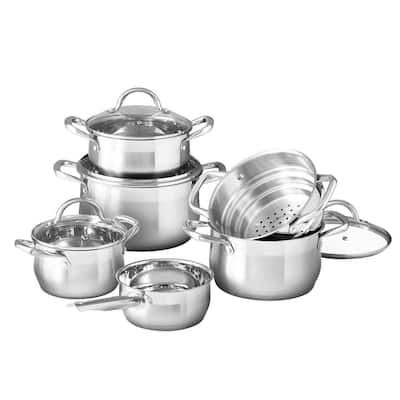 LEXI HOME Diamond Tri-ply 4.8 QT. Stainless Steel Nonstick Casserole Soup  Pot with Glass Lid LB5569 - The Home Depot