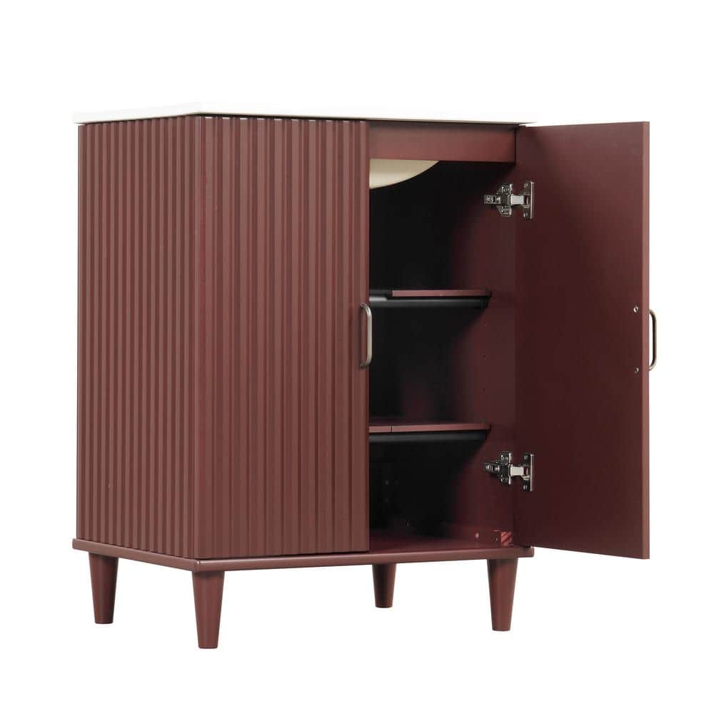 24 in. W x 18.3 in. D x 33.3 in. H Brown Freestanding Bath Vanity Sink Cera