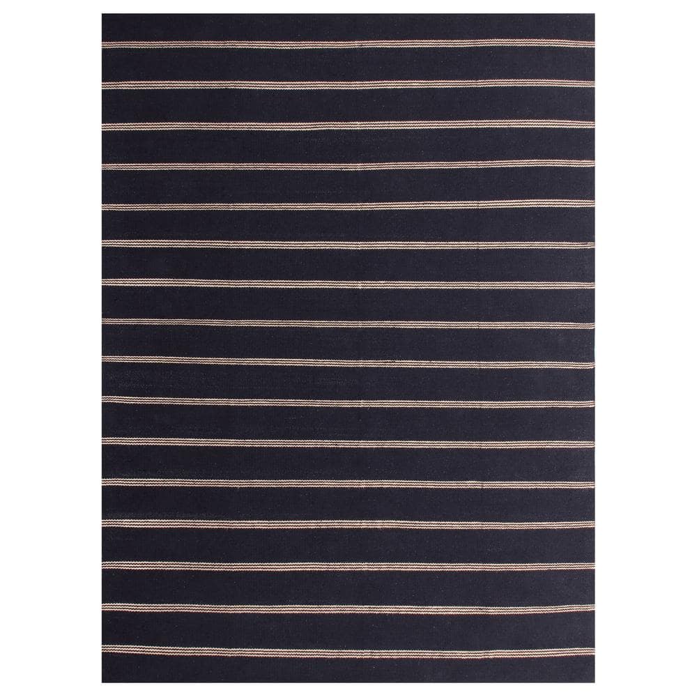 Edna Contemporary Coastal Black/Tan 7 ft. x 9 ft. Striped Geometric Organic