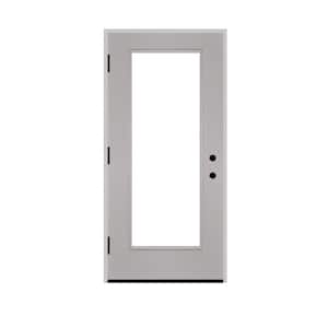 Legacy 36 in. x 80 in. Right-Hand/Outswing Full Lite Clear Glass White Primed Fiberglass Prehung Front Door w/4 in. Jamb