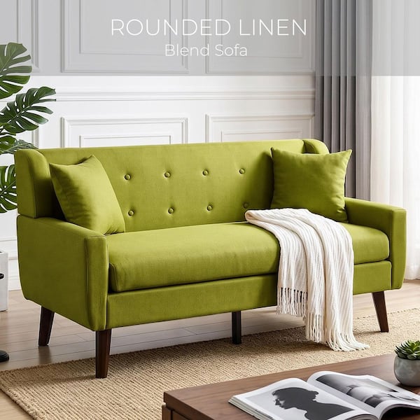Uixe 62.99 in. W Modern Green Straight Arm Linen Upholstered