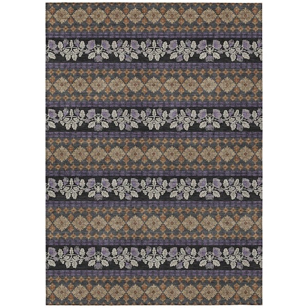 Chantille Machine Washable Indoor/Outdoor Abstract ACN2465 Plum 5 ft. x 7 ft. 6 in. Area Rug