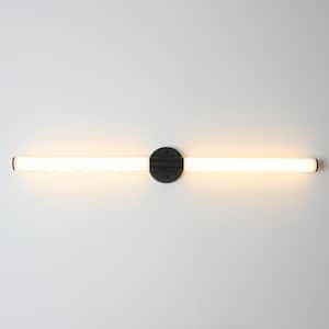35.8 in. 2-Light Black LED Bathroom Vanity Light Bar with Tube Acrylic Shade 3000K Warm Light