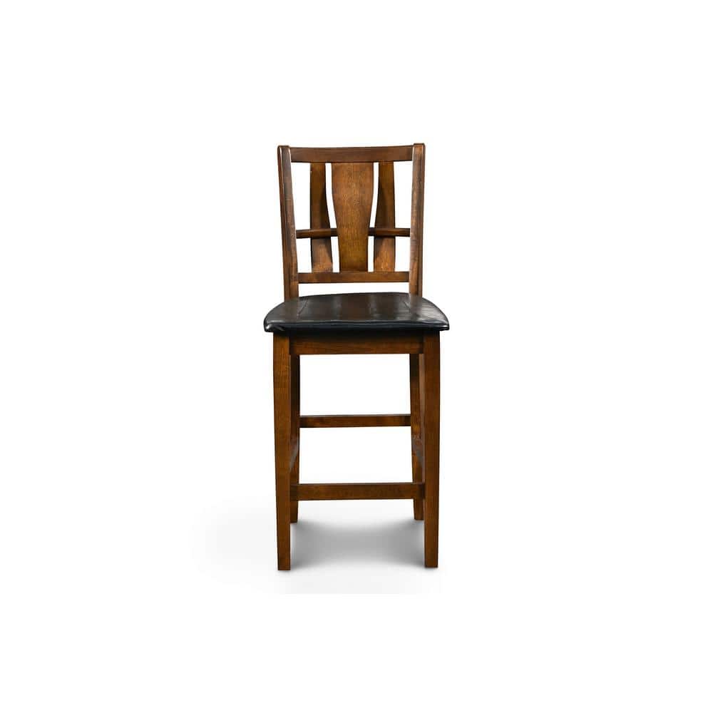 Dark Espresso Square Counter Dining Set with Faux Leather Seats