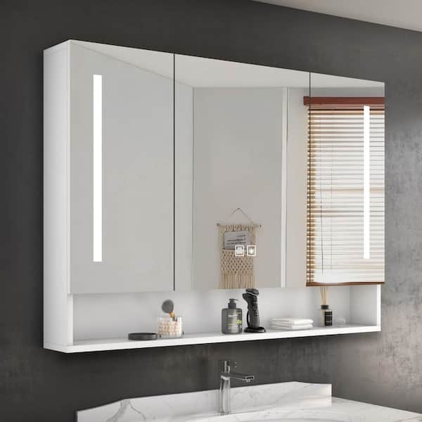 39 in. W x 28 in. H Rectangular Aluminum Anti-fog LED Light Medicine Cabinet with Mirror