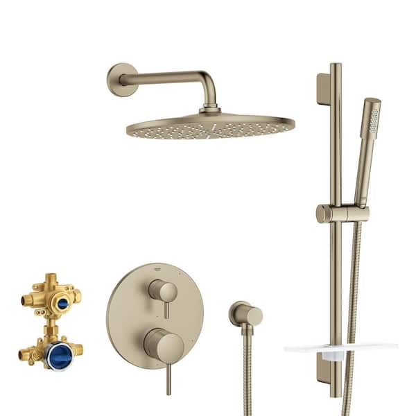 GROHE Timeless 1-Spray Dual Wall Mount Fixed and Handheld Shower Head 1.75 GPM in Brushed Nickel