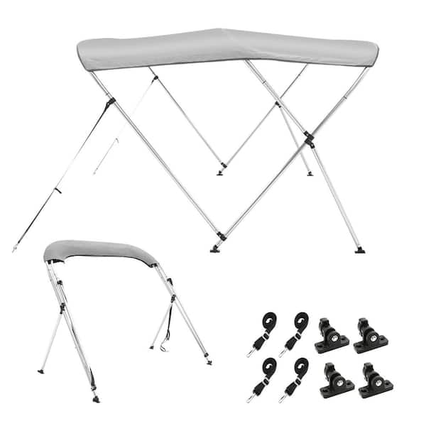 SVOPES 3-Bow Bimini Boat Cover, 900-D Polyester UV Protection, Aluminum Frame, 6 ft. L x 46 in. H x 61 in. 66 in. W, Light Grey