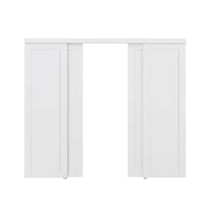 96 in. x 80 in. Paneled 1-Lite Blank Pattern White Primed MDF Sliding Door with Hardware Kit