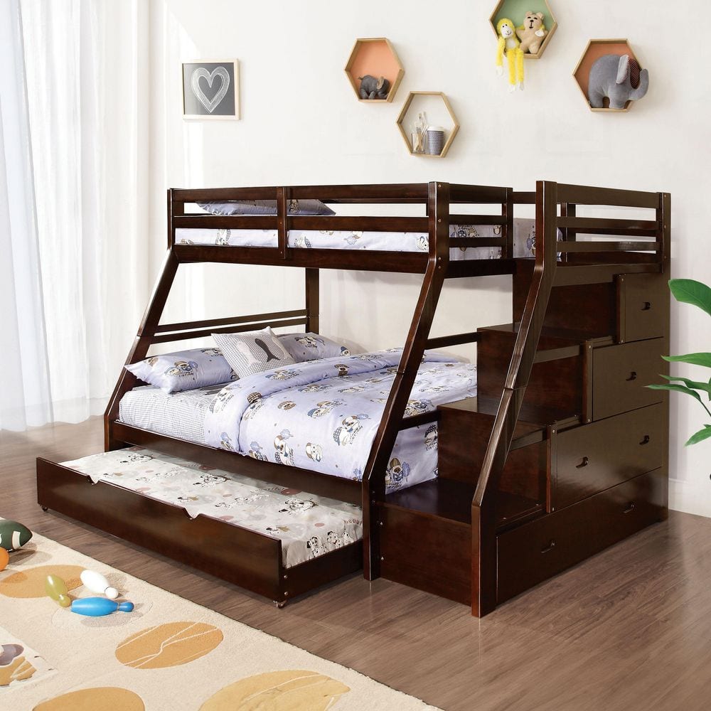 Furniture of America Charlie Espresso Twin over Full Bunk Bed with ...