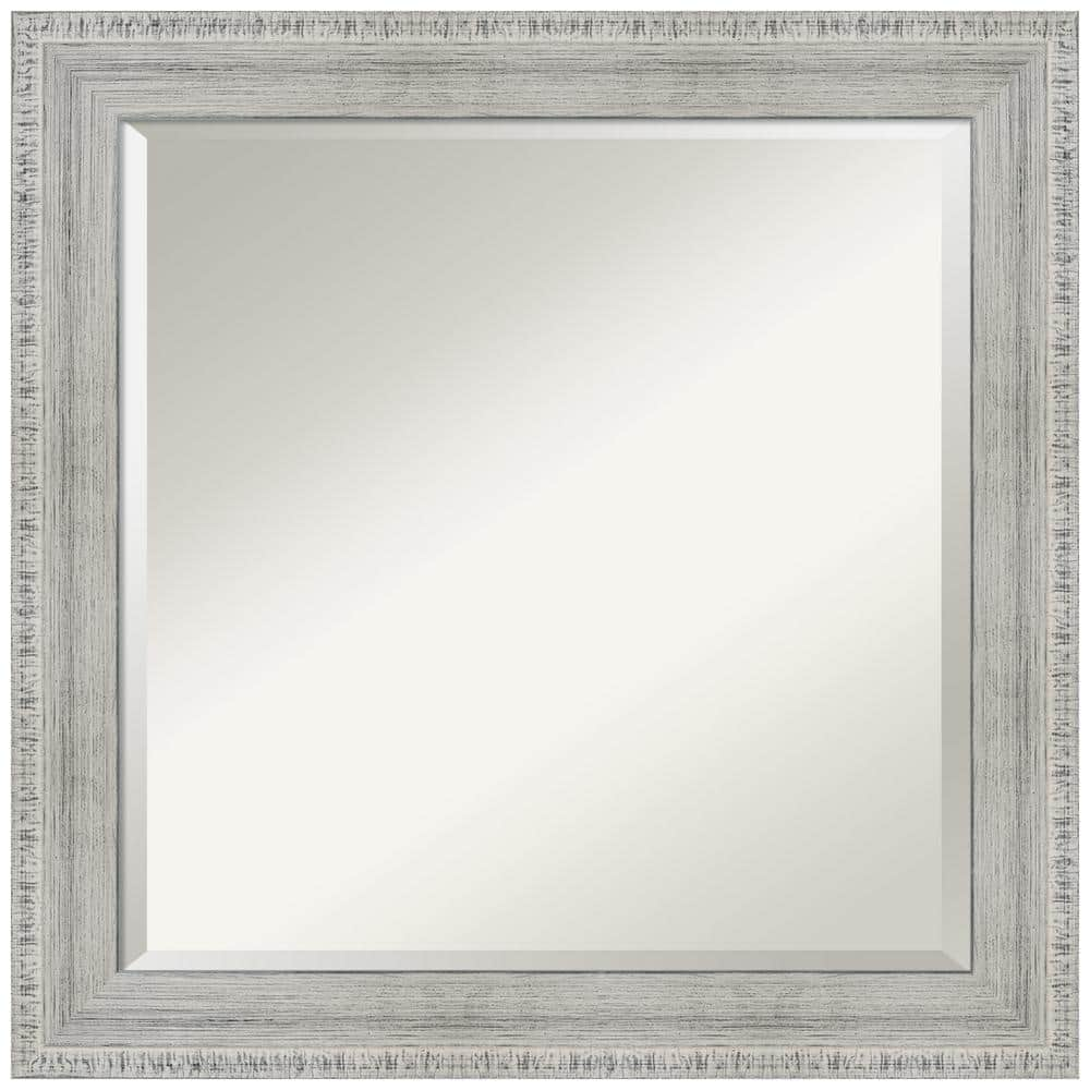 Amanti Art Rustic White Wash 24.5 in. x 24.5 in. Beveled Square Wood ...