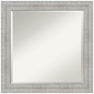 Rustic White Wash 24.5 in. x 24.5 in. Beveled Square Wood Framed Bathroom Wall Mirror in White