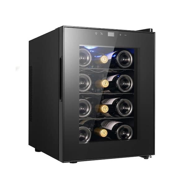 13.6 in. Single Zone 12-Wine Bottles and Wine Cooler in Black