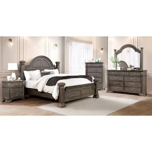 Erminia 2-Drawer Gray Nightstand (29 in. H x 28 in. W x 17 in. D) USB Ports