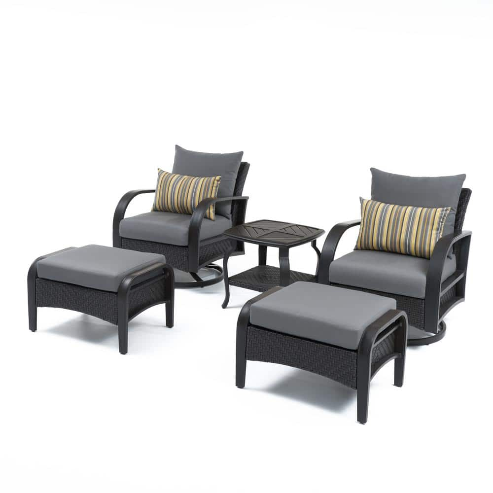 Barcelo 5-Piece Motion Wicker Patio Deep Seating Conversation Set with Sunbrella Charcoal Grey Cushions -  RST BRANDS, PECLB5M-BAR-CHR