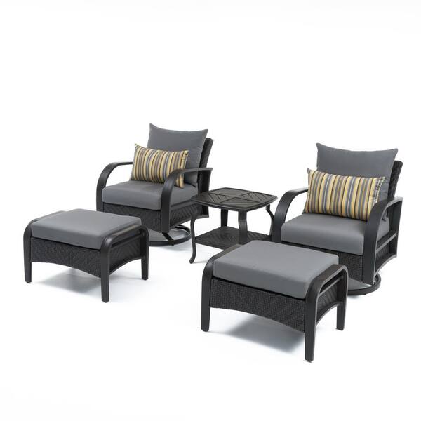RST BRANDS Barcelo 5Piece Motion Wicker Patio Deep Seating Conversation Set with Sunbrella
