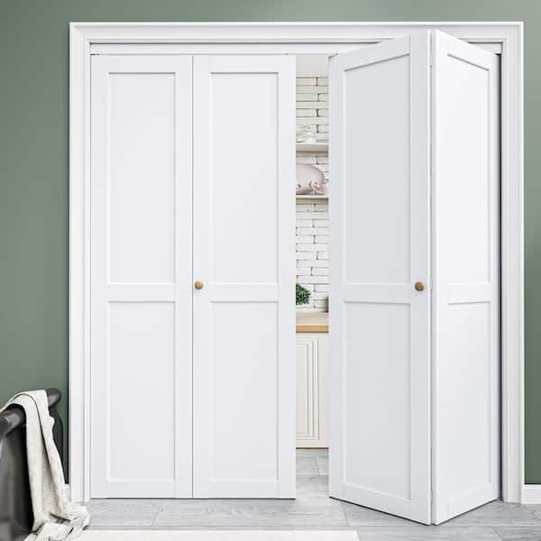 72 in. x 80 in. DIY Design 2-Panel Solid Core White Primed Composite MDF Interior Closet Bi-Fold Door with Hardware