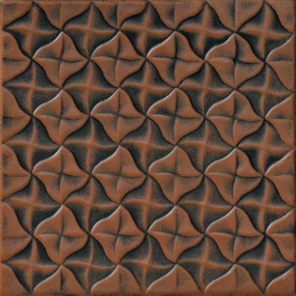 A La Maison Ceilings Granny's Pinwheel Antique Copper Orange 1.6 ft. x 1.6 ft. Decorative Foam Glue Up Ceiling Tile (21.6 sq. ft./case)