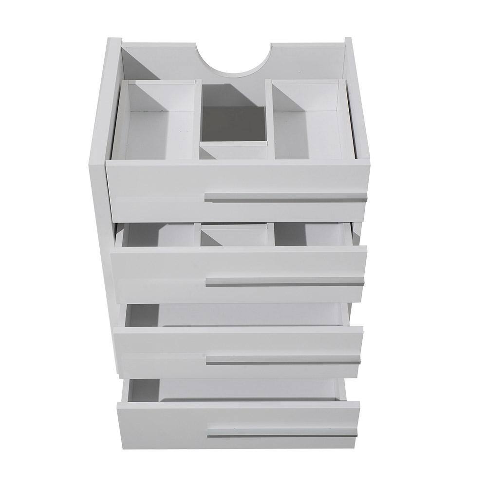 White Engineered Wood Single Bathroom Vanity Base with Drawers