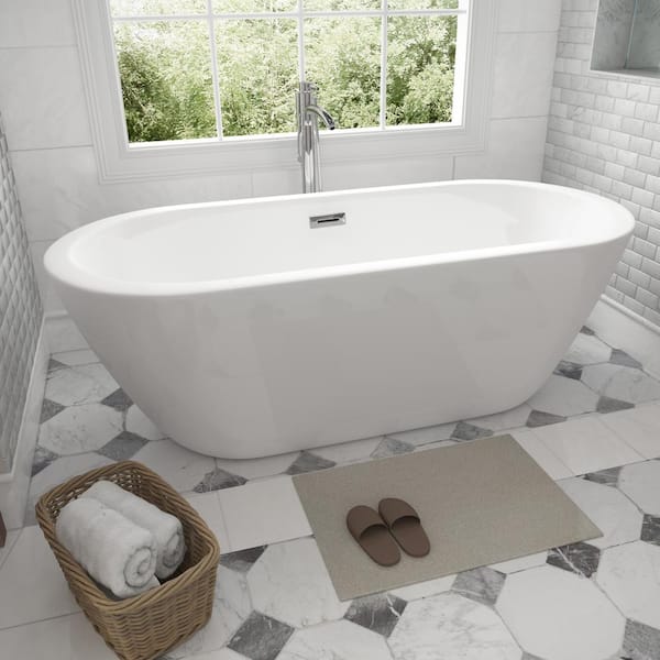 Wyndham Collection Soho 68 in. Acrylic Flatbottom Center Drain Soaking Tub in White - image 4